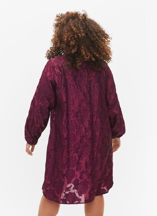 Long jacquard shirt, Dark Purple, Model image number 1