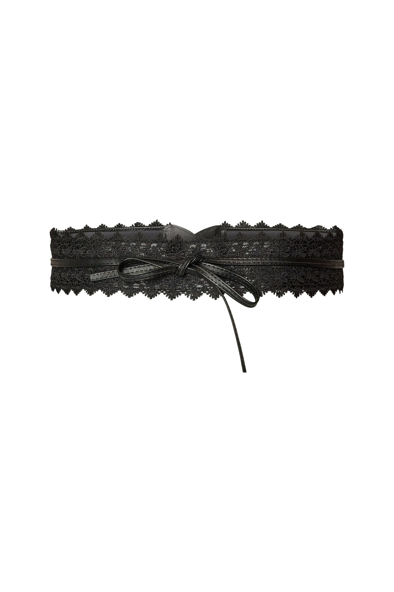 ZizzifashionWaist belt with lace and tie fastening, Black, Packshot image number 0