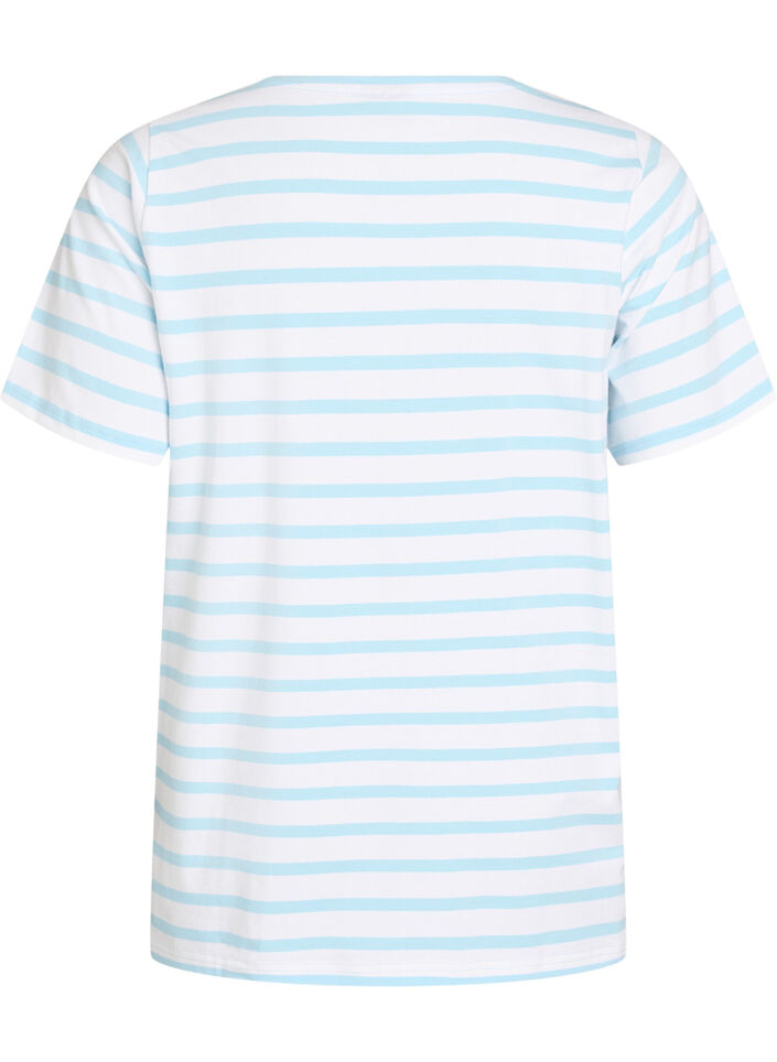 Striped T-shirt in organic cotton, Light Blue, Packshot image number 1