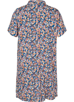 Printed viscose tunic with buttons, Amberglow Flowers, Packshot image number 1