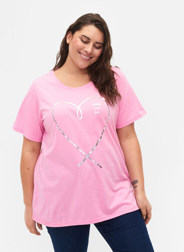 FLASH - T-shirt with motif, Begonia Pink, Model image number 0