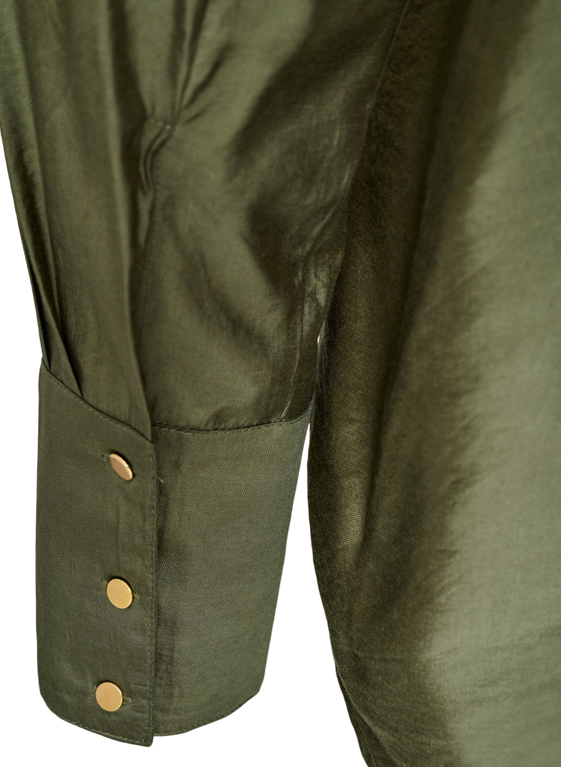 ZizzifashionViscose shirt with golden buttons, Green, Packshot image number 3