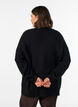 Long rib-knit blouse with a V-neck, Black, Model image number 2