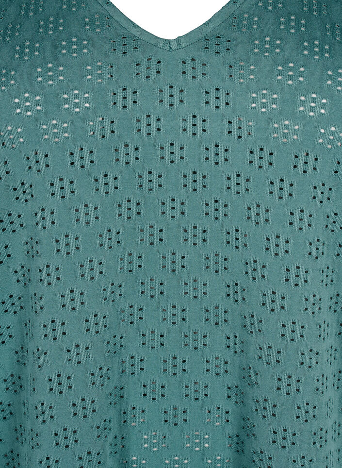 V-neck blouse with hole pattern, Sea Pine, Packshot image number 2