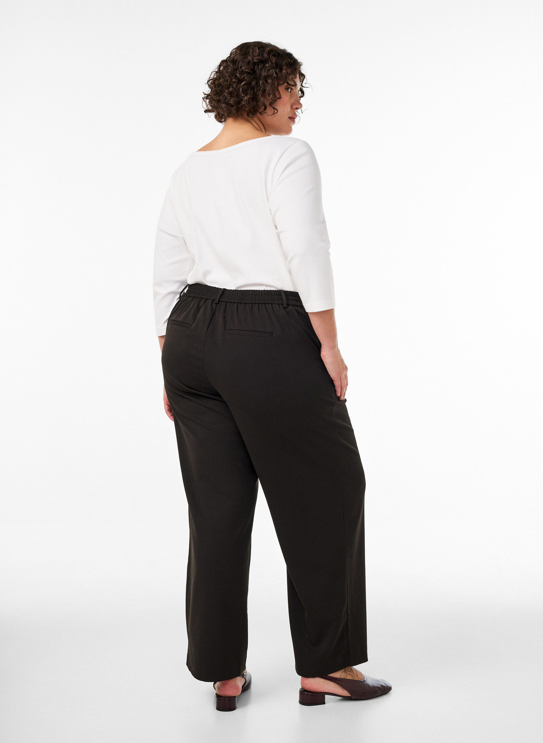ZizzifashionHigh-waisted tailored trousers with straight fit, Black, Model image number 1