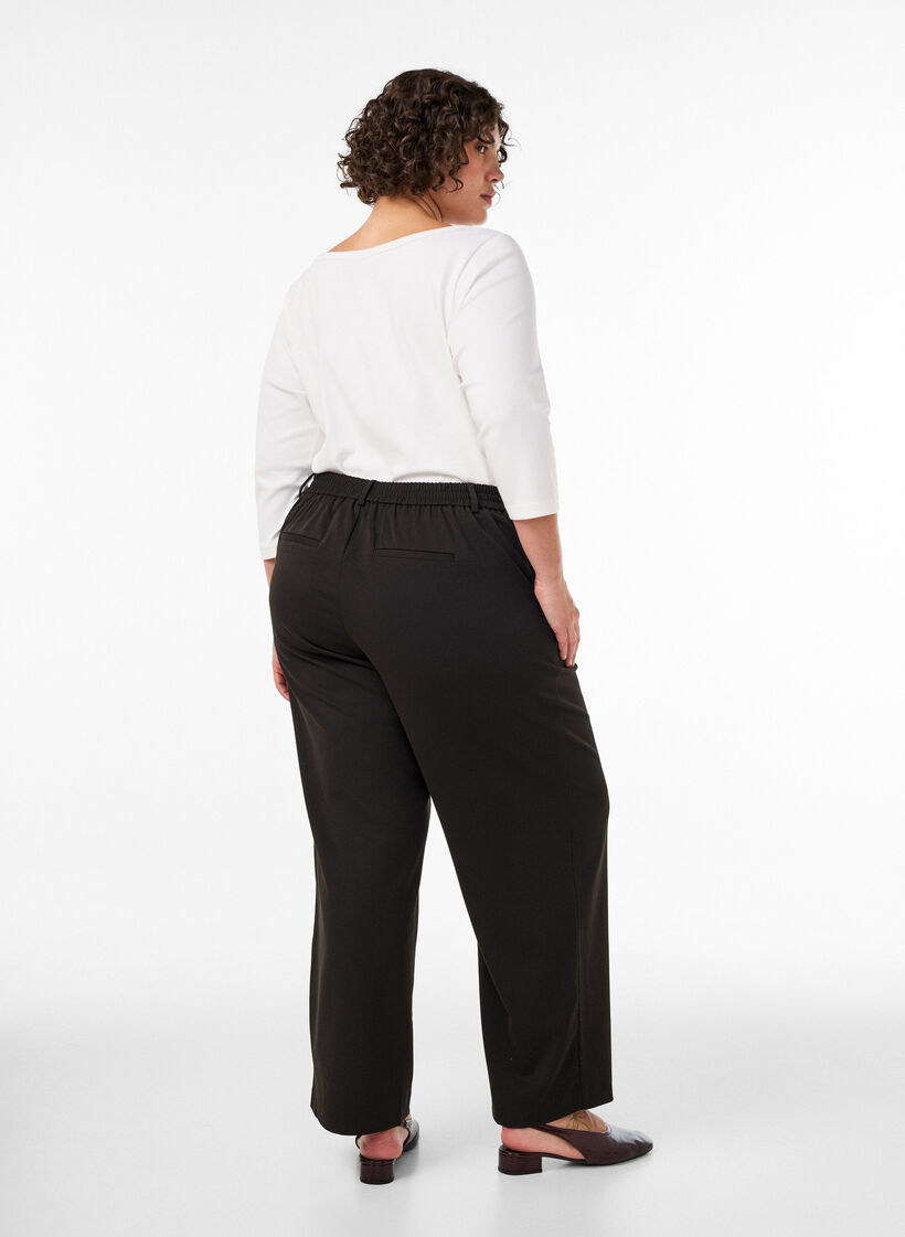 High-waisted tailored trousers with straight fit, Black, Model image number 1