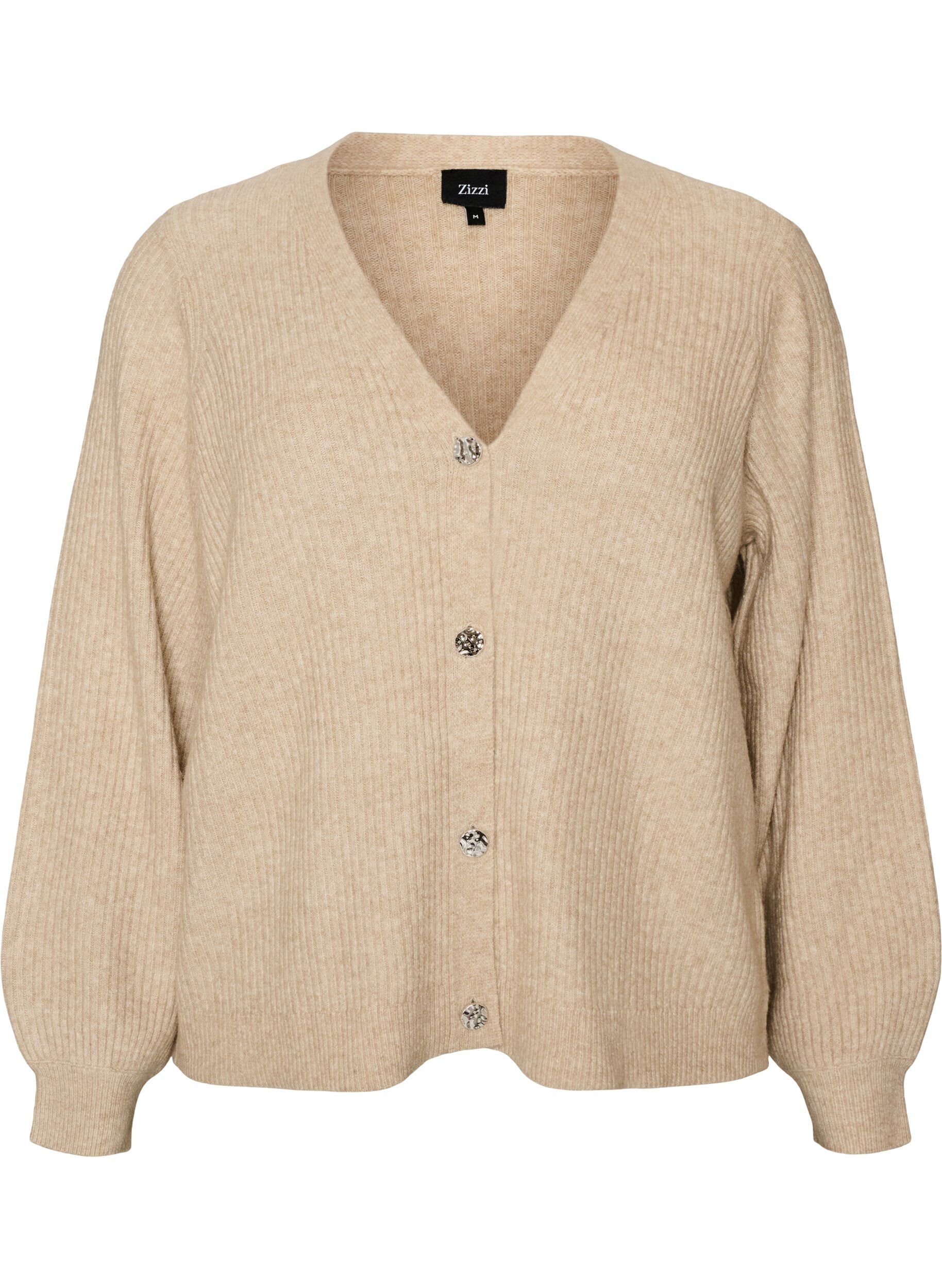 Cardigan with V-neck and ribbed texture