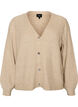 Cardigan with V-neck and ribbed texture, Beige, Packshot image number 0