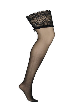 Hold-up stockings in 20 denier, Black, Packshot image number 1