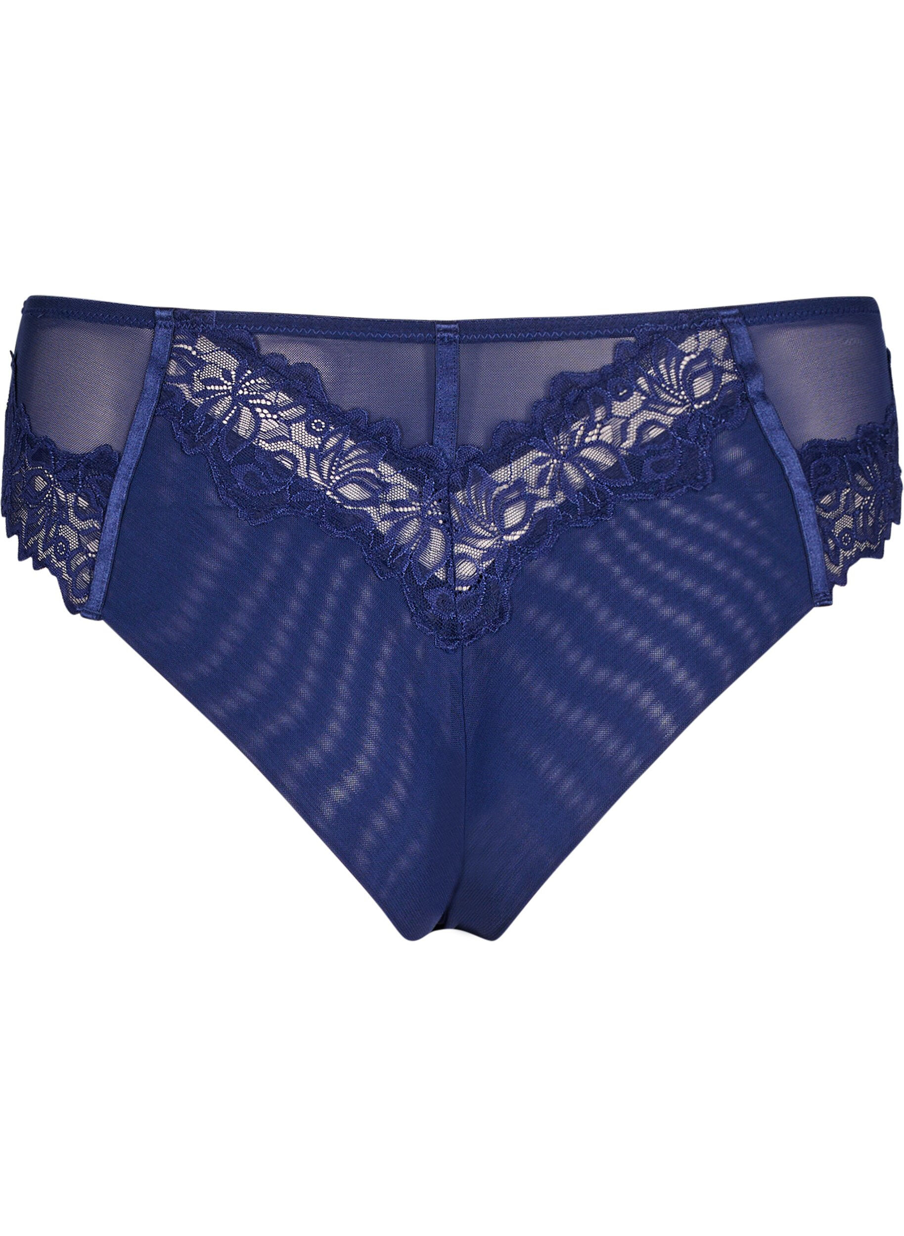 Zizzifashion Brazilian panties with lace and satin ribbon, Ocean Cavern, Packshot image number 1