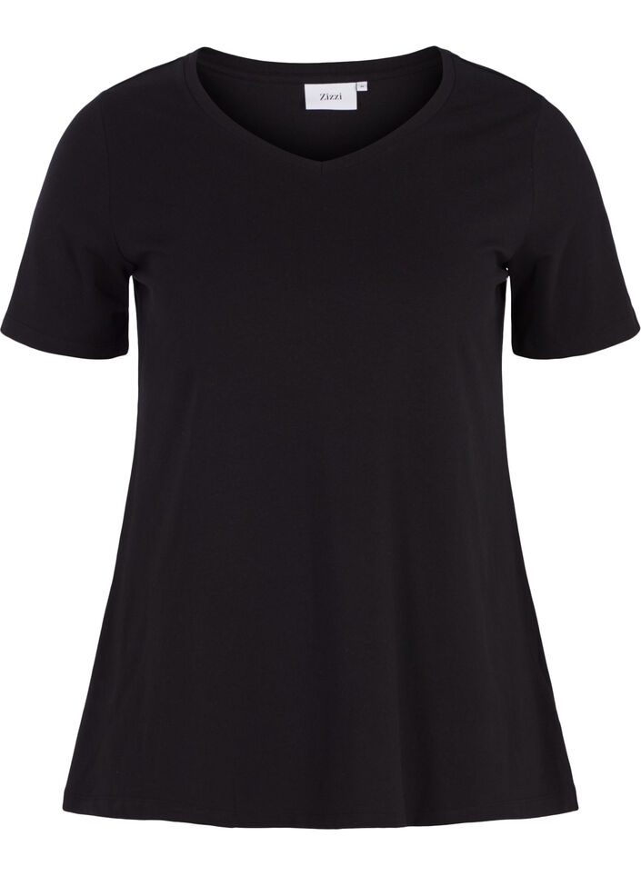 Basic plain cotton t-shirt, Black, Packshot image number 0