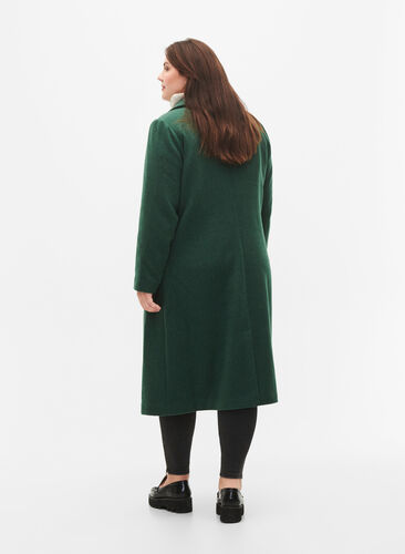 Coat with buttons and pockets, Trekking Green Mel, Model image number 1
