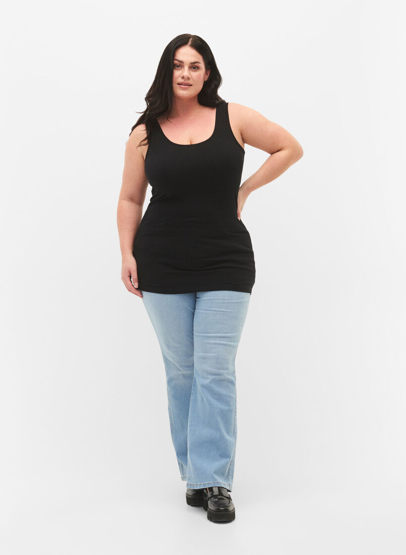 Cotton basic top, Black, Model image number 2