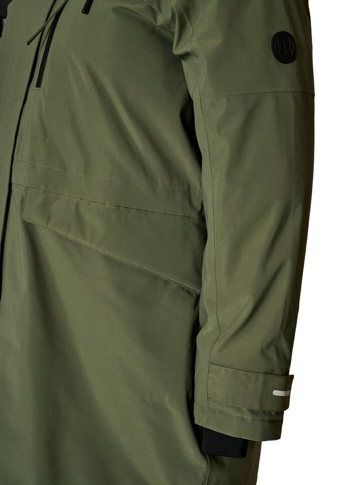 Water-repellent parka with a hood and functional details, Green, Packshot image number 3