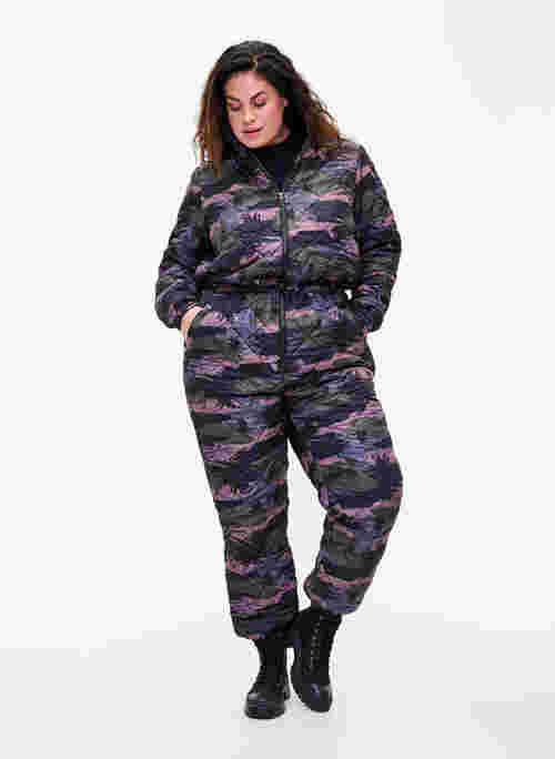 Thermo jumpsuit with camouflage print