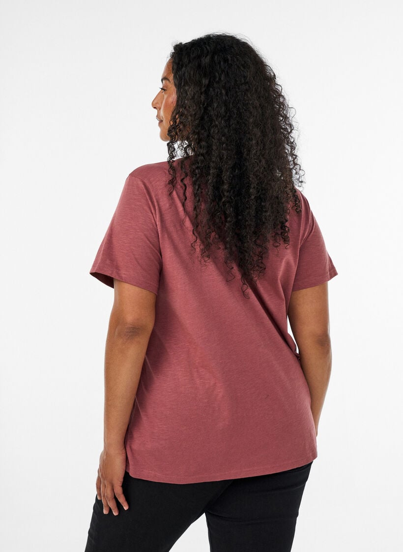 T-shirt with button detail, Brown, Model image number 2