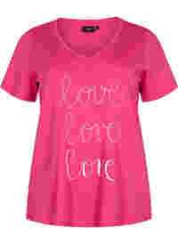 Cotton t-shirt with v-neck and print