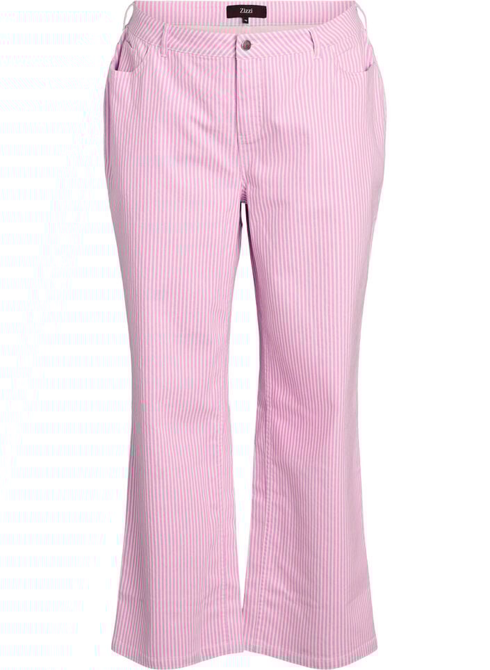 Coloured Myra jeans with stripes and wide legs, Pink, Packshot