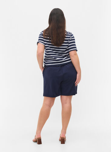 Loose shorts with drawstring and pockets, Navy Blazer, Model image number 1