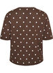 Short-sleeved knitted blouse with polka dots, Brown, Packshot image number 1