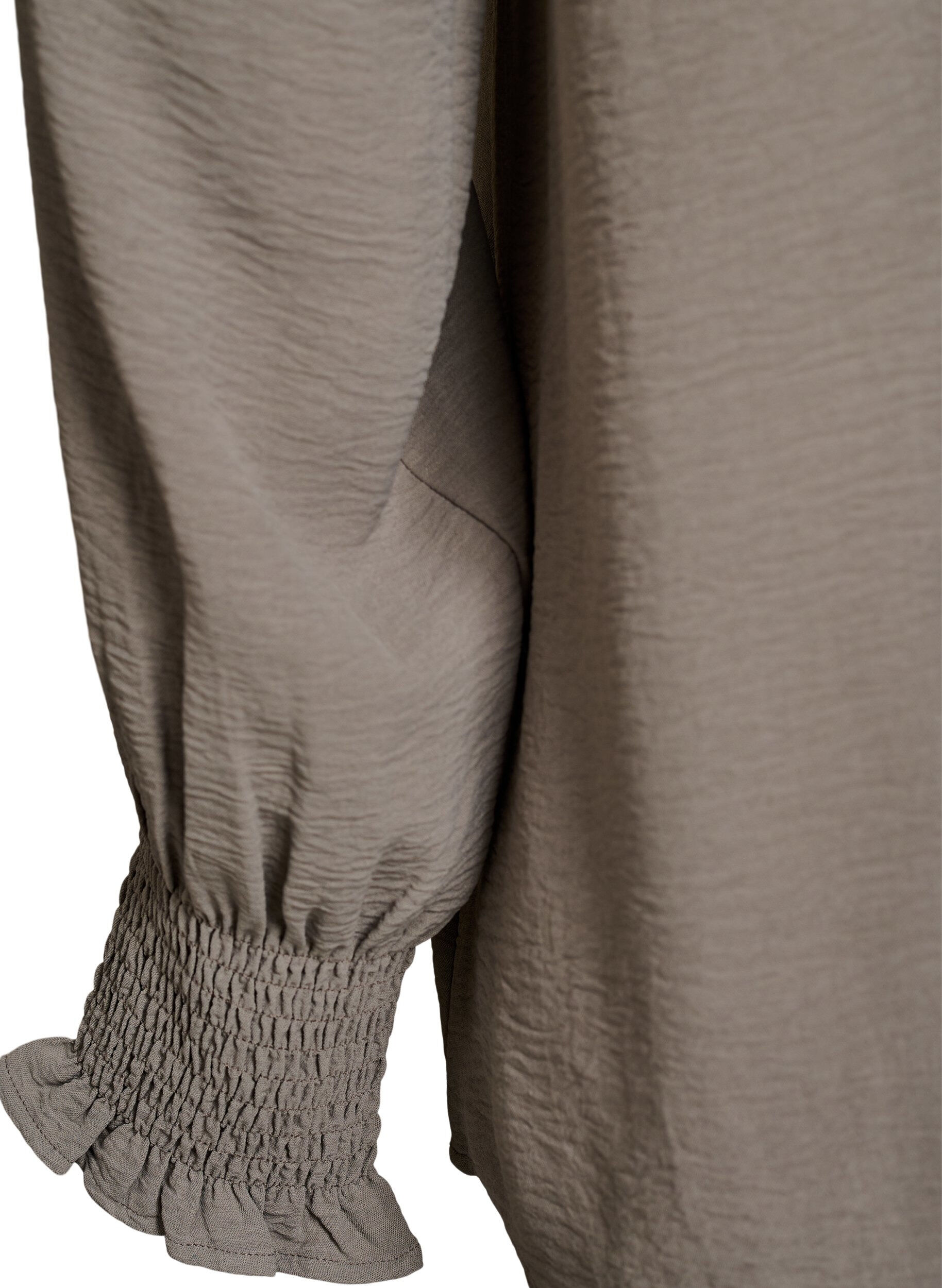 Zizzifashion Blouse with smock cuffs and V-neck, Beige, Packshot image number 3