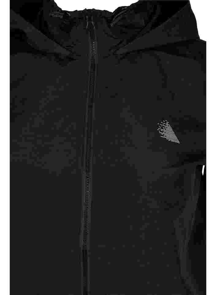 Sports jacket with reflective details and adjustable bottom, Black w. Reflex, Packshot image number 2
