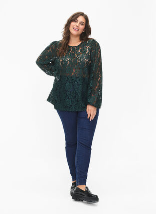 FLASH - Long sleeve lace blouse, Scarab, Model image number 2