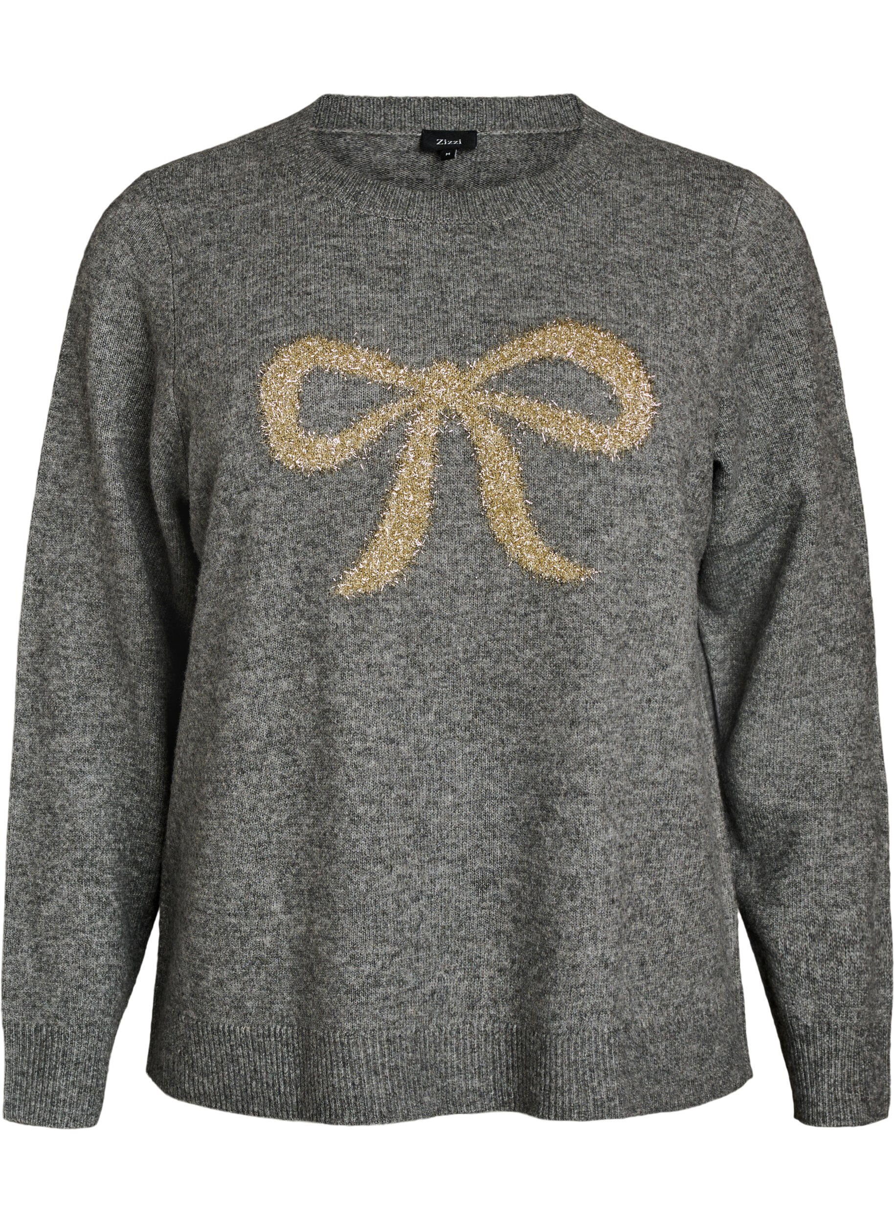 Knitted blouse with glitter bow