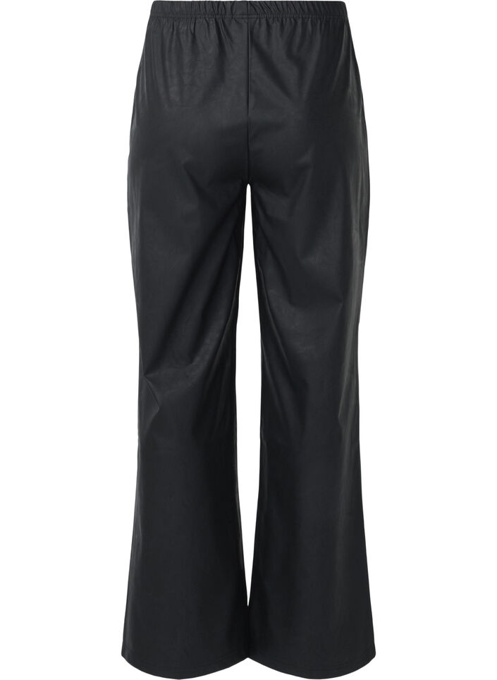 Loose faux leather trousers with elasticated waistband, Black, Packshot image number 1
