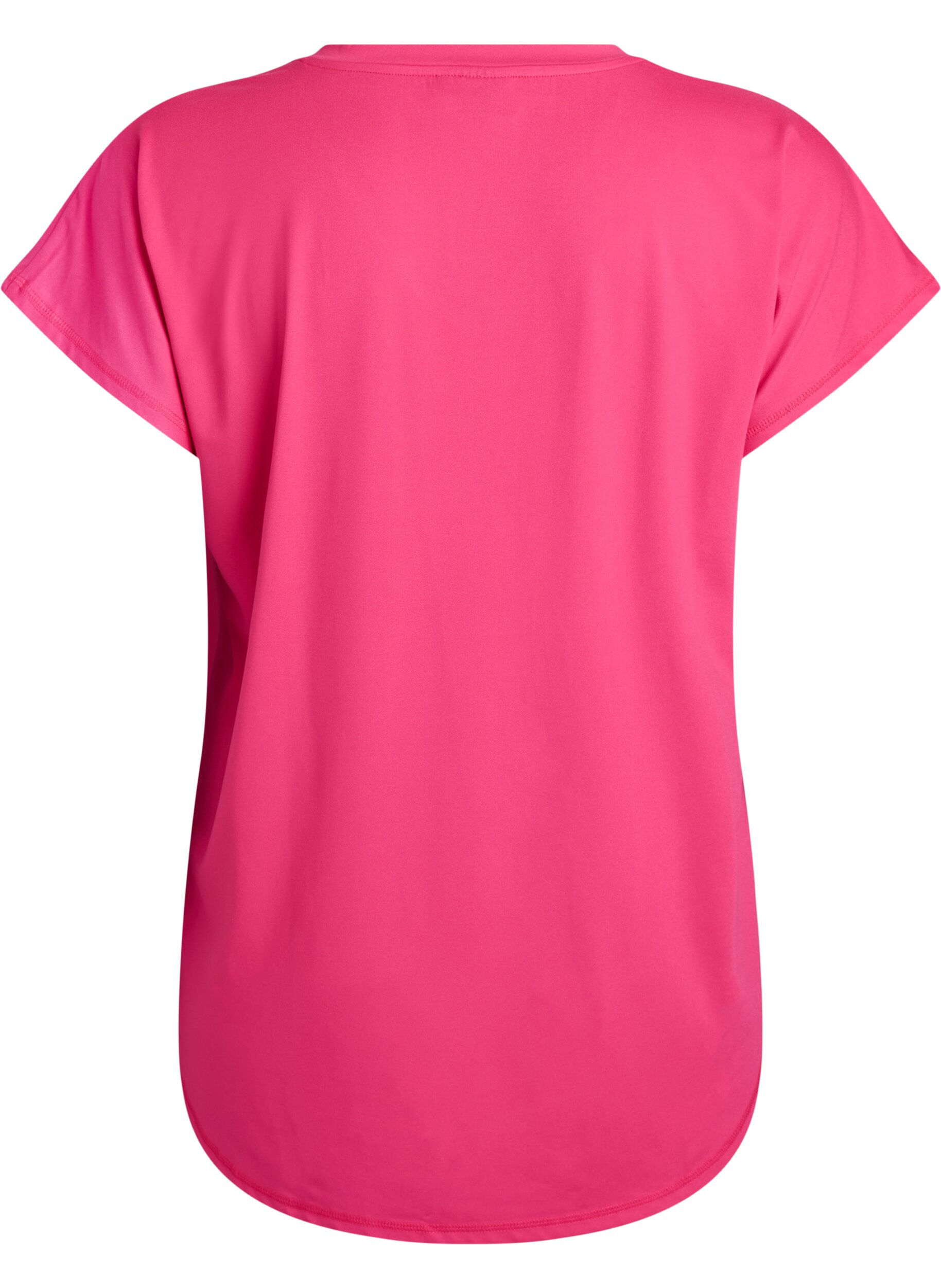 ZizzifashionShort sleeve sport t-shirt with v-neck, Pink, Packshot image number 1