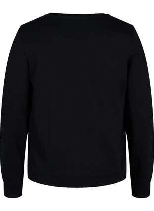 Cotton sweatshirt with text print, Black, Packshot image number 1