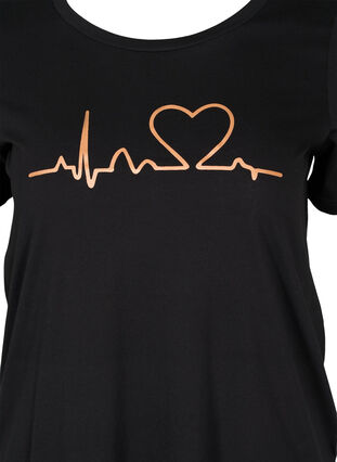 Short-sleeved pyjama t-shirt in cotton, Black HEART COPPER, Packshot image number 2