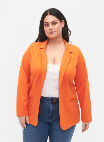 Simple blazer with button, Mandarin Orange, Model image number 0