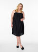 Short viscose dress with spaghetti straps, Black, Model image number 1