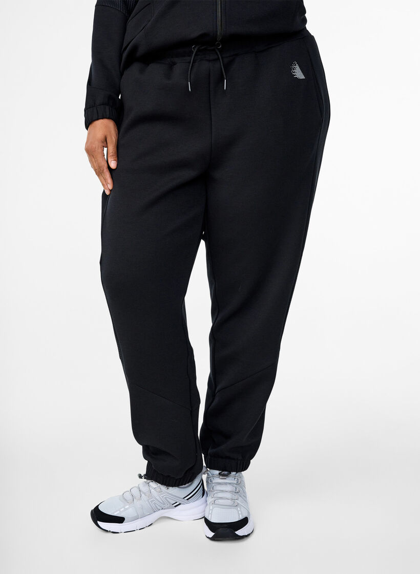 Sweatpants with textured detail, Black, Model image number 0