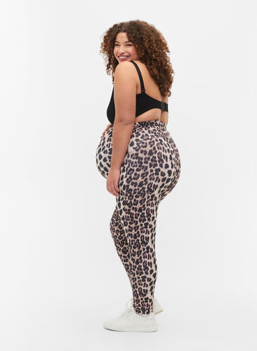 Pregnancy leggings with leopard print, Black Leo AOP, Model image number 1
