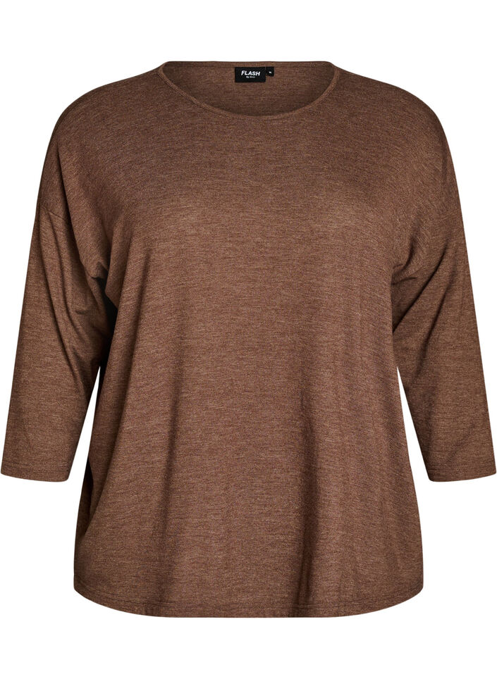 FLASH &ndash; Jersey blouse with 3/4 sleeves, Brown, Packshot image number 0