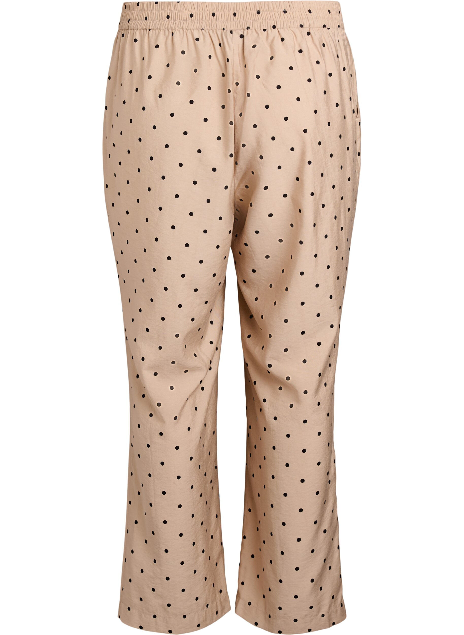 Zizzifashion Trousers with polka dots and straight legs, Beige, Packshot image number 1