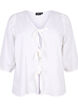 3/4 sleeve cotton blouse in a cotton blend with linen, Bright White, Packshot image number 0