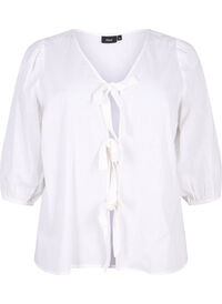 3/4 sleeve cotton blouse in a cotton blend with linen