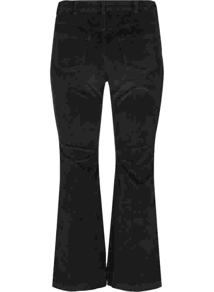 Velvet trousers with bootcut, Black, Packshot image number 1