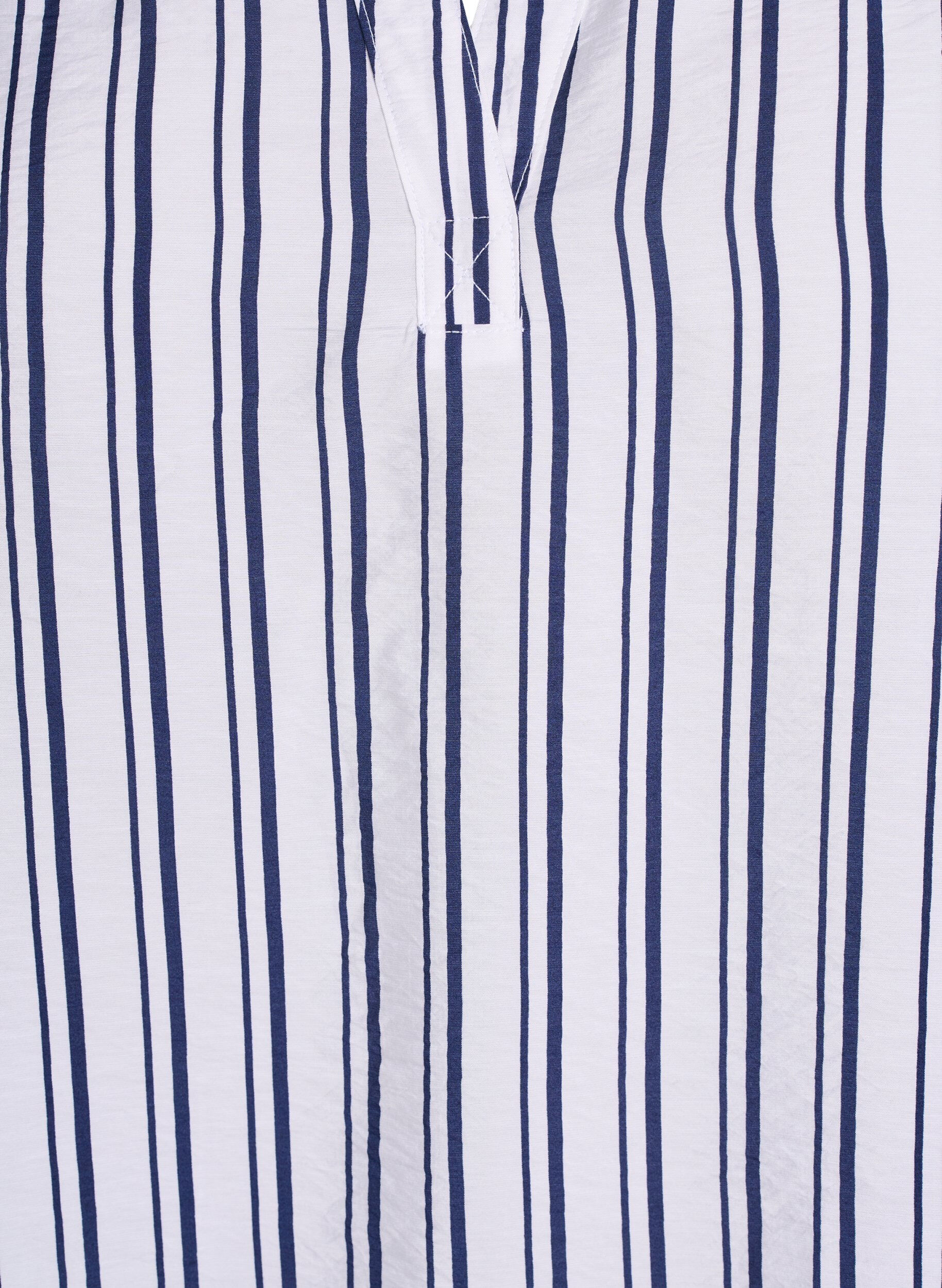 Zizzifashion FLASH - Striped shirt blouse with V-neck, White, Packshot image number 2