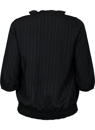 Viscose blouse with 3/4 sleeves and smock, Black, Packshot image number 1