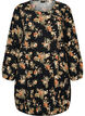 Short cotton dress with an elasticated hem and long sleeves, Black, Packshot image number 0
