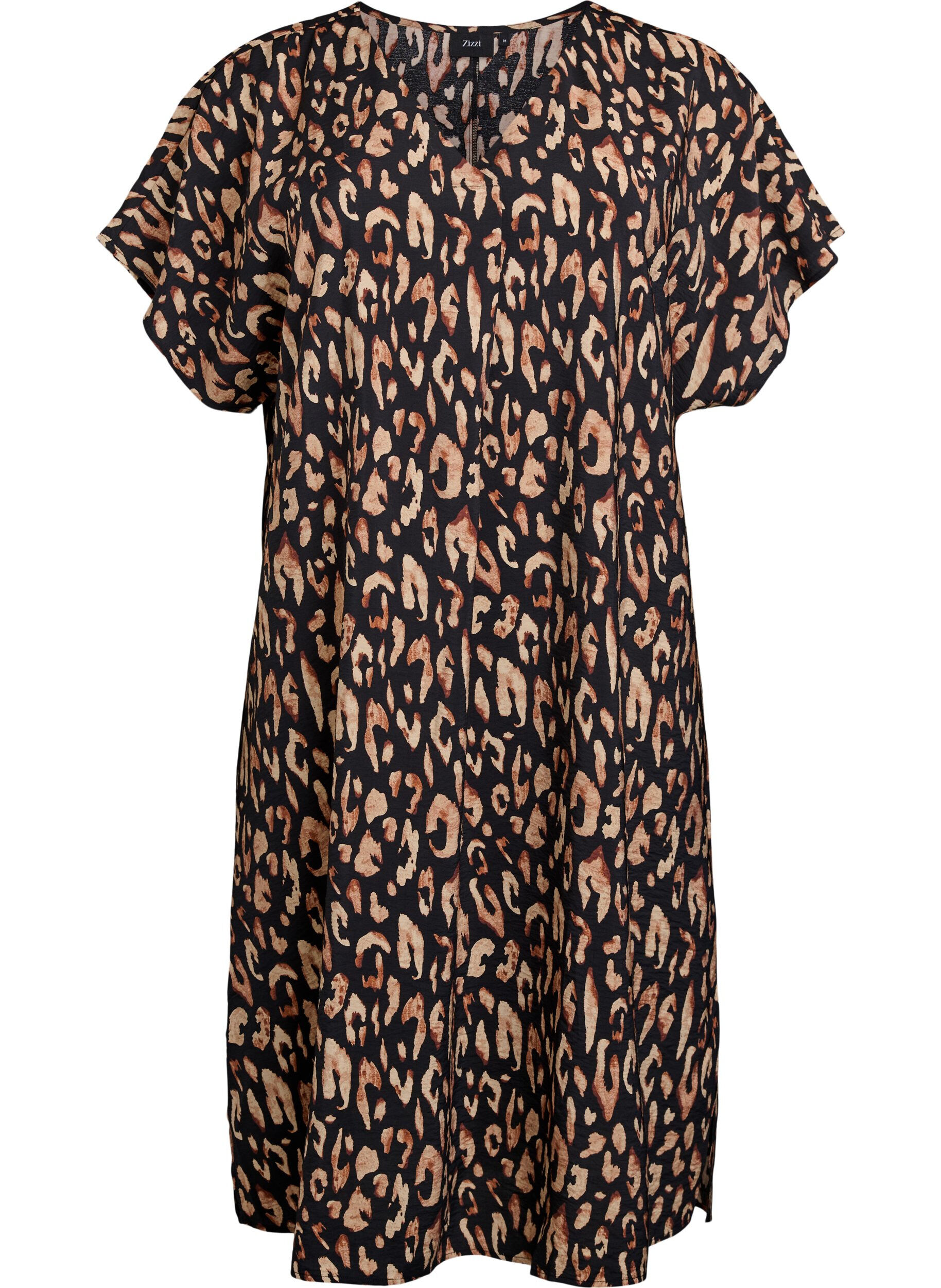 ZizzifashionV-neck dress in viscose, Black, Packshot image number 0