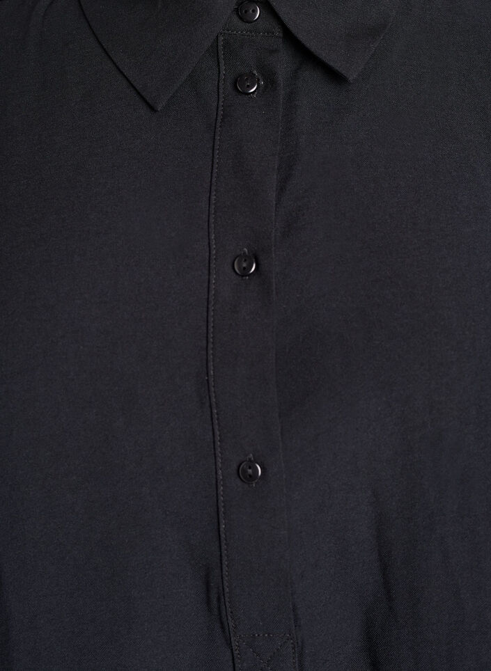 Tunic in viscose with pockets and collar, Black, Packshot image number 2