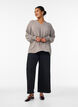 Blouse with smock cuffs and V-neck, Beige, Model image number 1