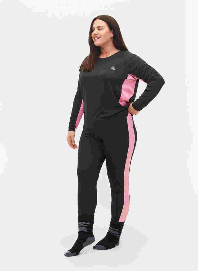 Ski underwear with contrasting stripe, Black w. Sea Pink, Model
