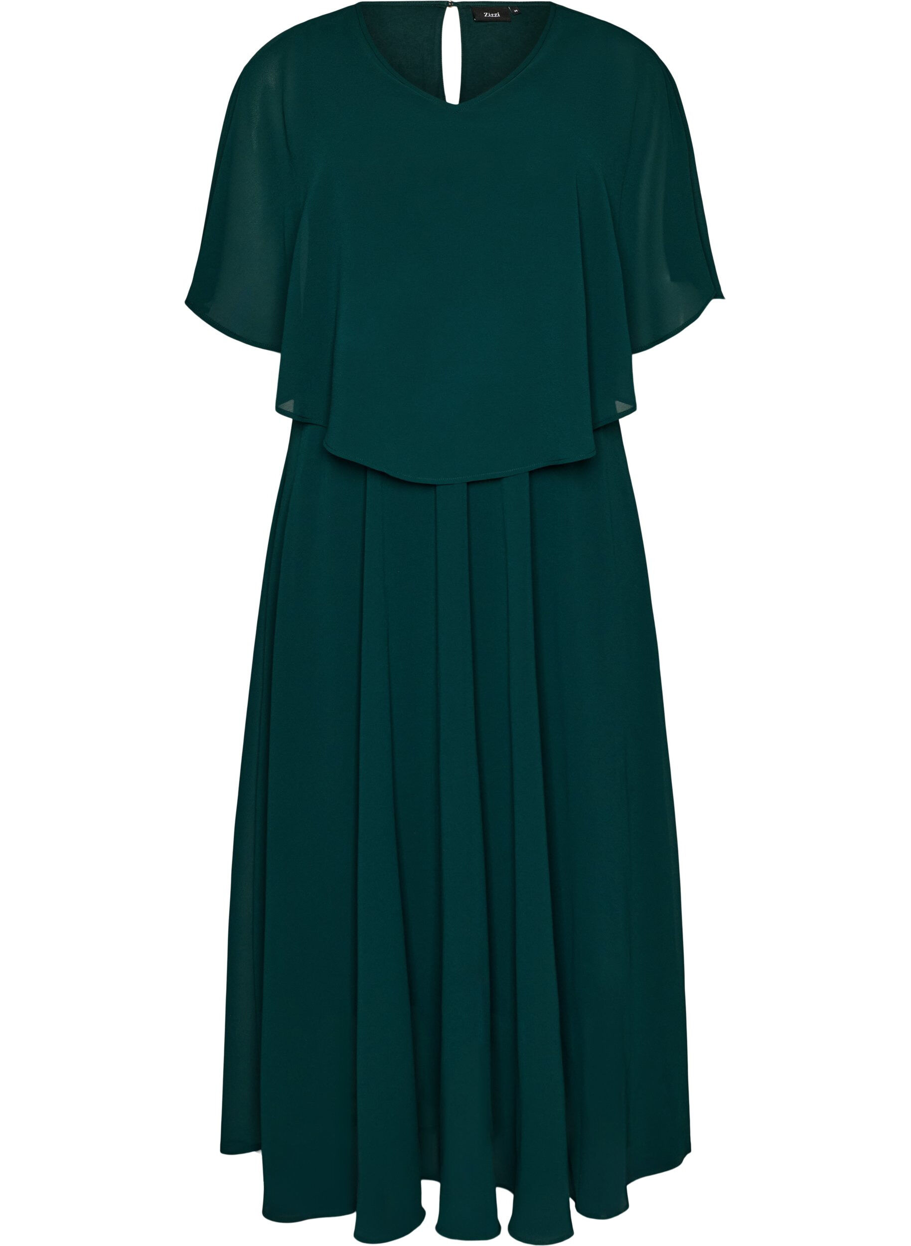 ZizzifashionShort-sleeved maxi dress with a-shape, Green, Packshot image number 0