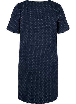 Short-sleeved cotton dress with a-shape, Night Sky Dots, Packshot image number 1